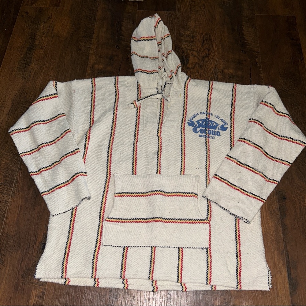 Corona White and Blue Striped Hoodie